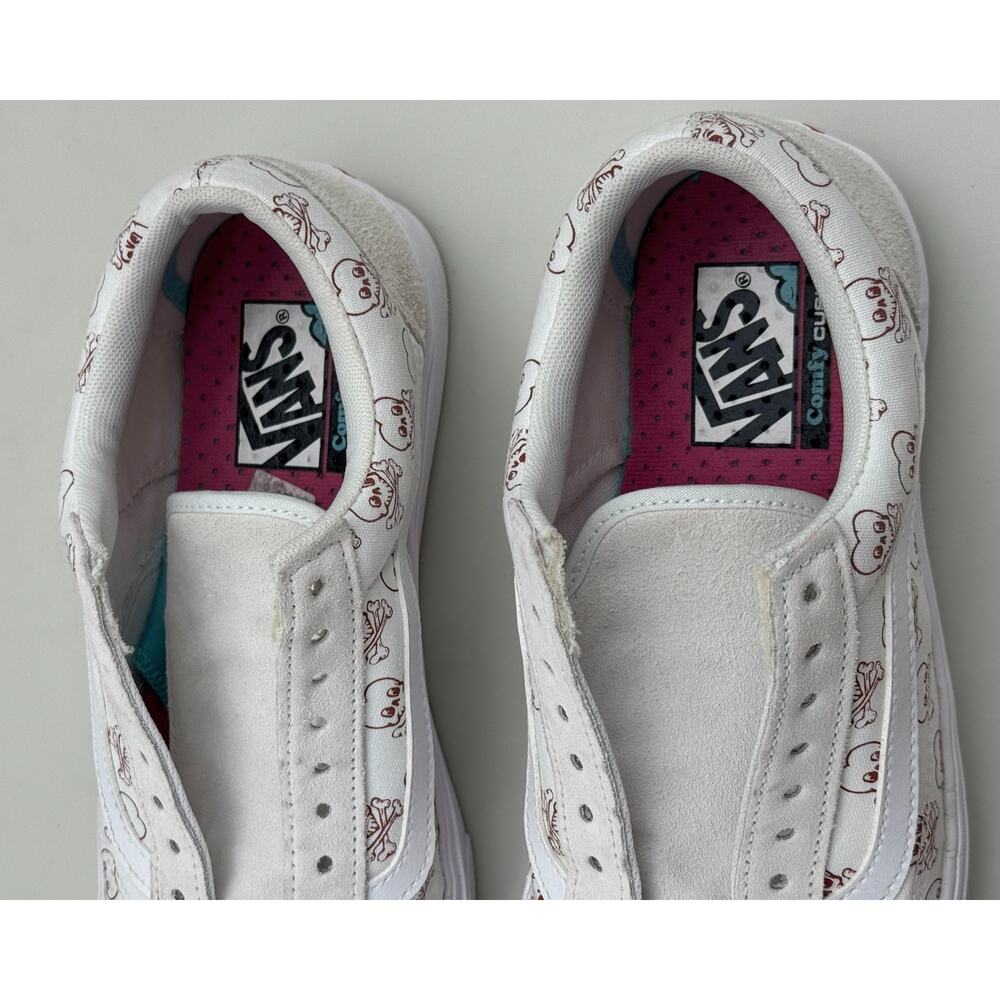 Vans Old Skool ComfyCush White Skull Sneakers Suede Low Top Size 10.5 - Picture 8 of 10